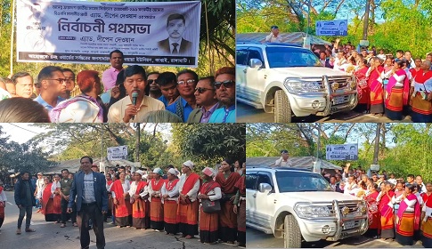 সাপছড়ি ঐতিহ্যবাহী পোশাকে দীপেন দেওয়ানকে বরণ করল তঞ্চঙ্গ্যারা