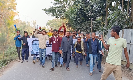 বিশাল মিছিল ও গাড়ী বহর নিয়ে জনসভায় যুবদল নেতা