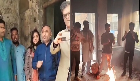 আ.লীগ কার্যালয়ে জয় বাংলা শ্লোগান, প্রতিবাদে জুলাই যোদ্ধাদের অগ্নিসংযোগ