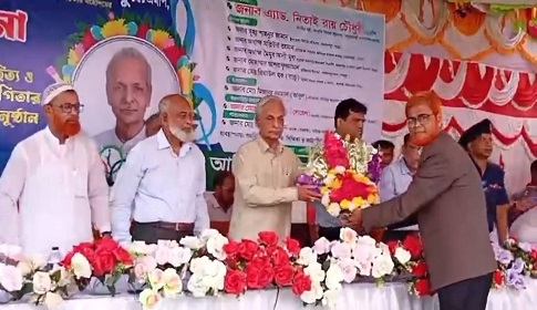 মহম্মদপুরে সংস্কৃতিমন্ত্রী এ্যাড. নিতাই রায় চৌধুরীকে সংবর্ধনা
