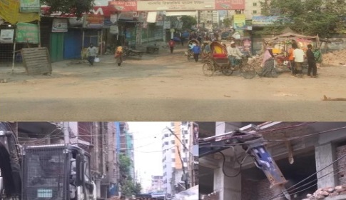 রায়ের বাজারে রাজুকের অভিযানে ১২টি ভবনের ভাঙা অংশ ফের নির্মাণ