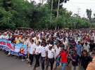 বাগেরহাটে সংসদীয় আসন কমানোর প্রতিবাদে সড়ক আবরোধ সমাবেশ