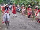 সাইকেল চালিয়ে শিক্ষার্থীদের বৈশাখী শোভাযাত্রা, গ্রামবাসীকে শুভেচ্ছা 