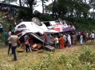 নগরকান্দায় যাত্রীবাহী বাস নিয়ন্ত্রণ হারিয়ে খাদে, আহত ১৫