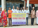 সোনাতলায় পূজা উদযাপন পরিষদের মানববন্ধন 