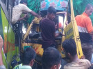নগরকান্দায় বাস-ট্রাকের মুখোমুখি সংঘর্ষ, ট্রাক চালক আহত