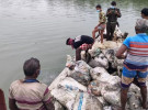 শ্যামনগরে উদ্ধারকৃত ৭৭ বস্তা ঝিনুক মালঞ্চ নদীতে অবমুক্ত