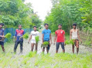 রাস্তা সংস্কার না হওয়ায় ধান রোপণ করে প্রতিবাদ