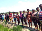 ১৩ বিঘা জমি দখলের পাঁয়তারার অভিযোগে হিন্দু সম্প্রদায়ের মানববন্ধন