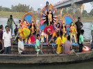 সোনাতলায় বাঙালি নদীতে প্রতিমা বিসর্জন