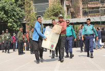 কেন্দ্রে কেন্দ্রে যাচ্ছে ব্যালটসহ ভোটের উপকরণ