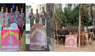 কুড়িগ্রামে বিজিবির জালে ধরা ৪৬ লাখ টাকার অবৈধ পণ্য