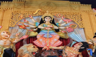 কাপ্তাইয়ে শারদীয় দুর্গোৎসব শুরু, ৯ মণ্ডপে কঠোর নিরাপত্তা
