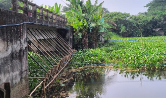 ব্রিজের মুখ ভরাট করে সরকারি জমি দখল