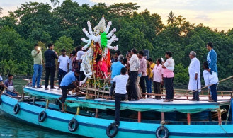 কাপ্তাইয়ে শান্তিপূর্ণভাবে কর্ণফুলী নদীতে প্রতিমা বিসর্জন ও দুর্গোৎসব সম্পন্ন