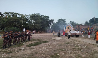প্রতিমা বিসর্জনের মধ্য দিয়ে দিনাজপুরে শেষ হলো শারদীয় দুর্গোৎসব